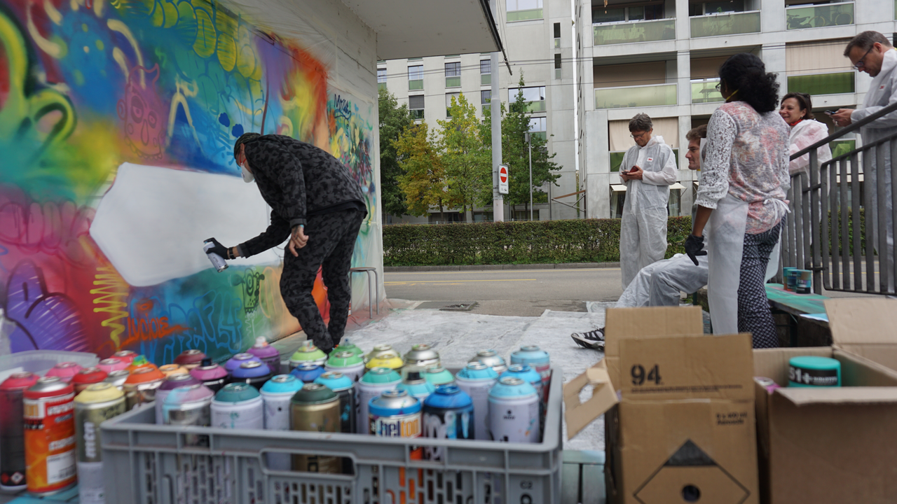 Der Workshop wird von zwei international renommierten Graffiti Künstlern durchgeführt. Ihre Kunstwerke sind auf der ganzen Welt zu finden. In ihrem persönlichen Atelier in Zürich erhalten Sie einen Einblick ihres künstlerischen Alltages. Die Teilnehmer haben die Möglichkeit eigene Kunstwerke auf mobilen Leinwänden zu erstellen. Es ist auch möglich den Workshop auf öffentlichen legalen Flächen/Wänden (Hall of Fame)zu organisieren, in der nähe des Studios oder in der ganzen Schweiz.