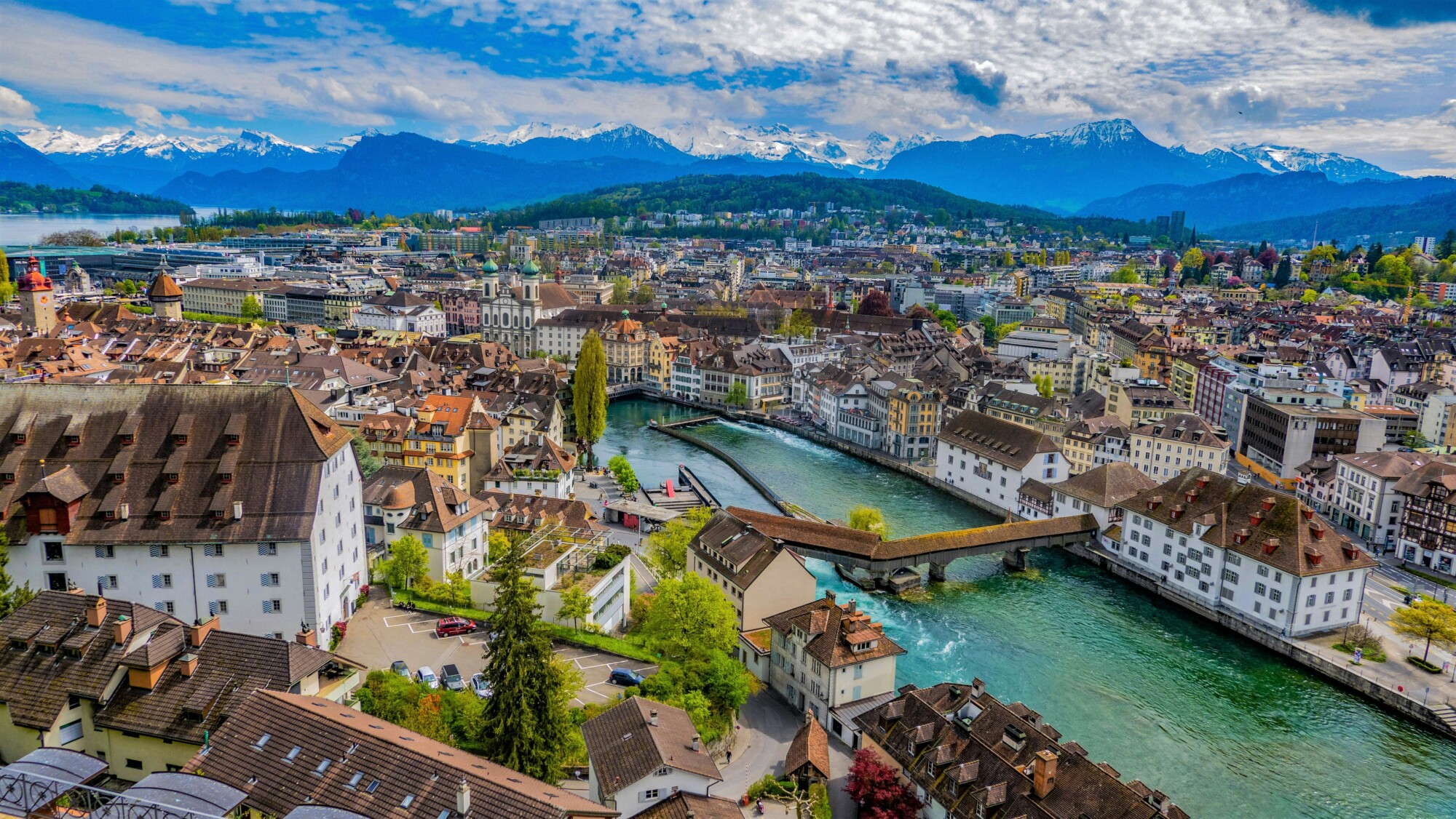 Ein Ausschnitt der Stadt Luzern aus der Vogelperspektive.