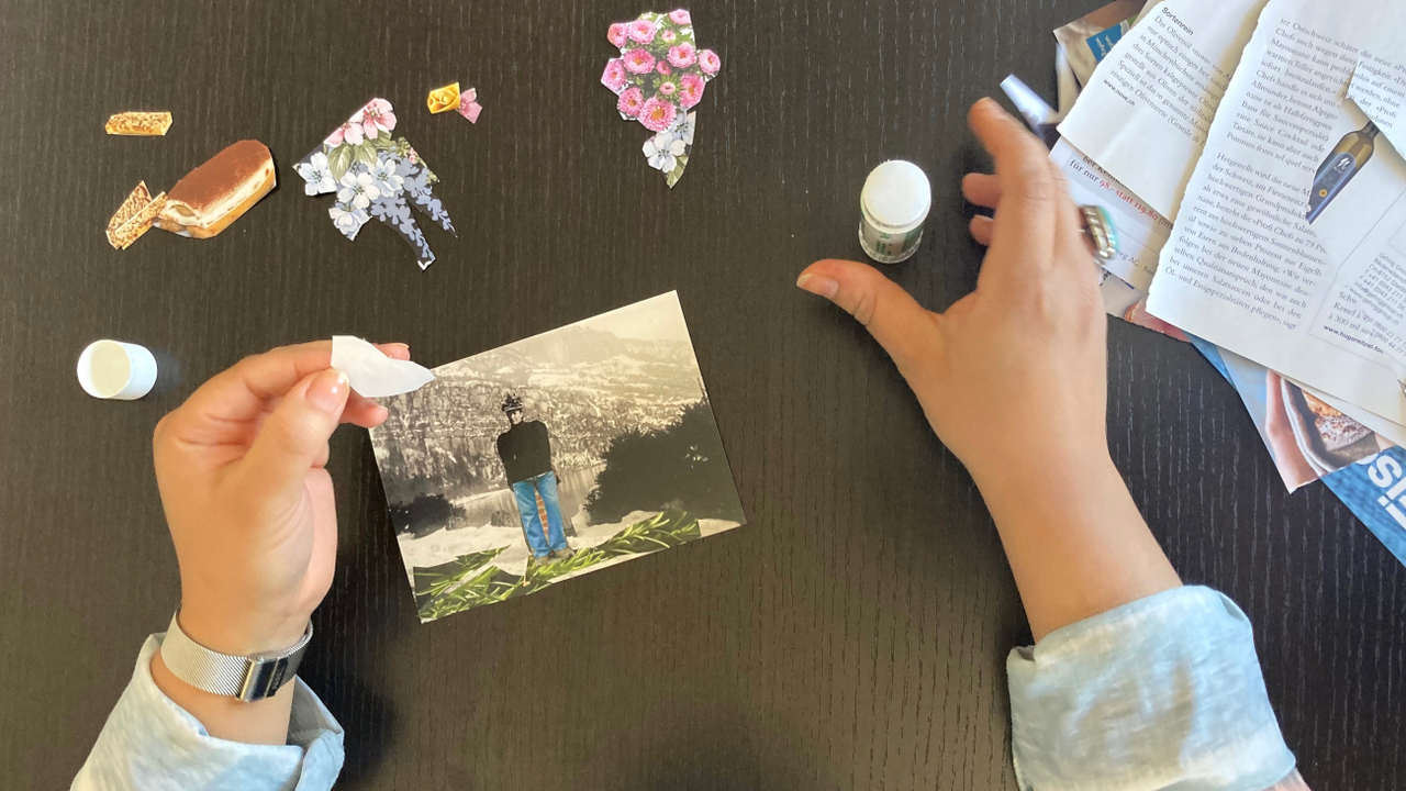 Collage kreativer Teamworkshop Hands-On: mit Scheren, Zeitschriften und buntem Papier wird geschnippelt, geklebt und wild assoziiert. Eintauchen, Entdecken, Ausprobieren, eigenen Bildideen nachgehen, abtauchen – der Collageclub feiert die Kunst des Ausschneidens und Klebens!