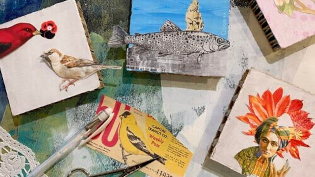 Kreativ Workshop "Collage" Wir malen, schablonieren, strukturieren einen interessanten Hintergrund auf Holzplatten. Mit Schnipseln, kleinen Bildern aus Zeitschriften, Fotos etc. ergänzen wir unser Bild. Ein überraschender Teamevent mit viel Spass, Kreativität und Gemeinschaft.