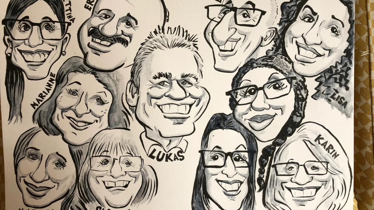 Karikaturen, Illustrationen, Porträts Geben Sie Ihrem Fest eine spezielle Note und lassen Sie Ihre Gäste porträtieren oder karikaturieren. Unser Künstler malt innert wenigen Minuten schöne und allermeist lustige, aber niemals böse Bilder von Ihren Gästen und bringt Sie und Ihre Gäste zum Lachen.