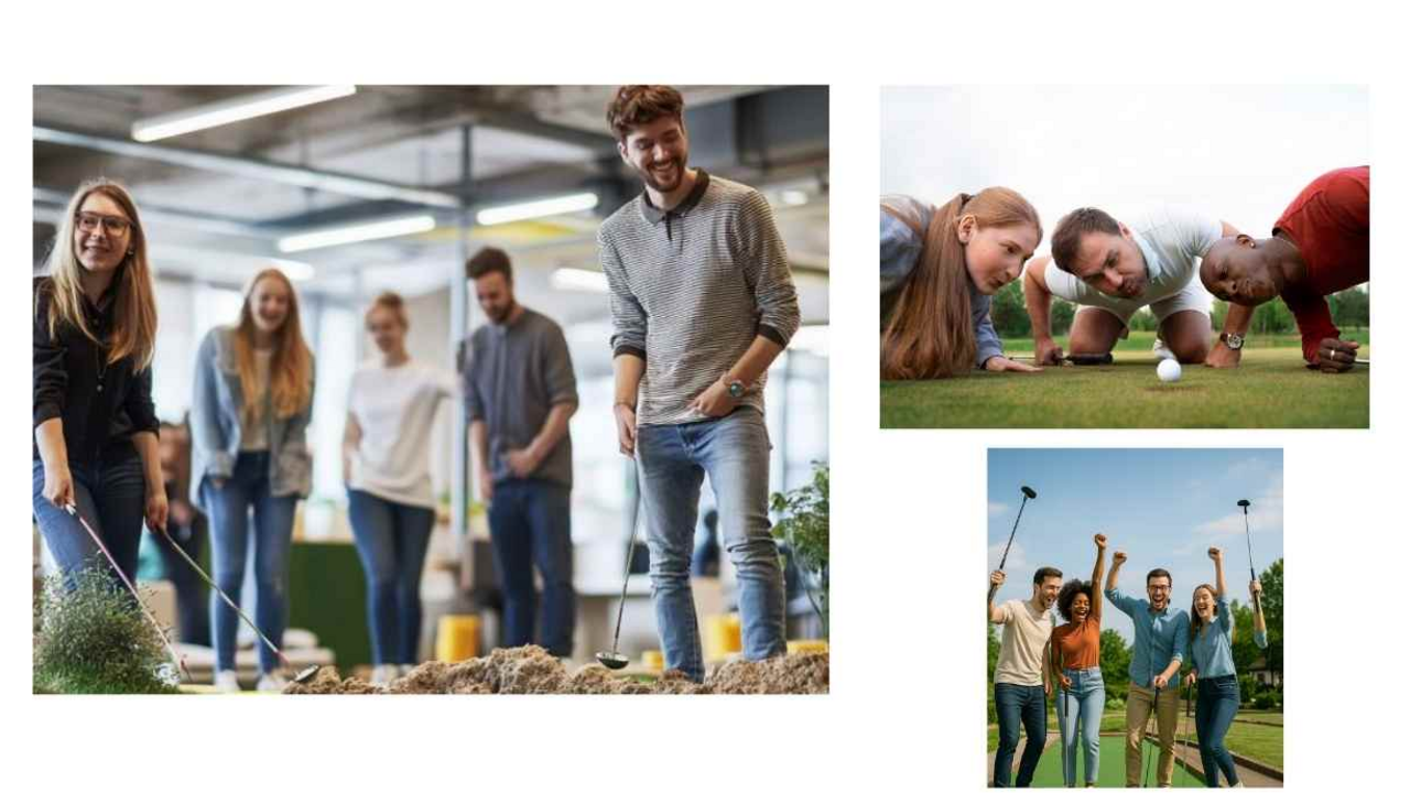 Auf kreative Art und Weise, Ideen koordinieren und umsetzen. Durch Testen erfahren, was funktioniert - was nicht. Den Arbeitsplatz mit einbinden. Anschliessend durch ein spassiges Team Minigolfspiel die Bahnen durch spielen.