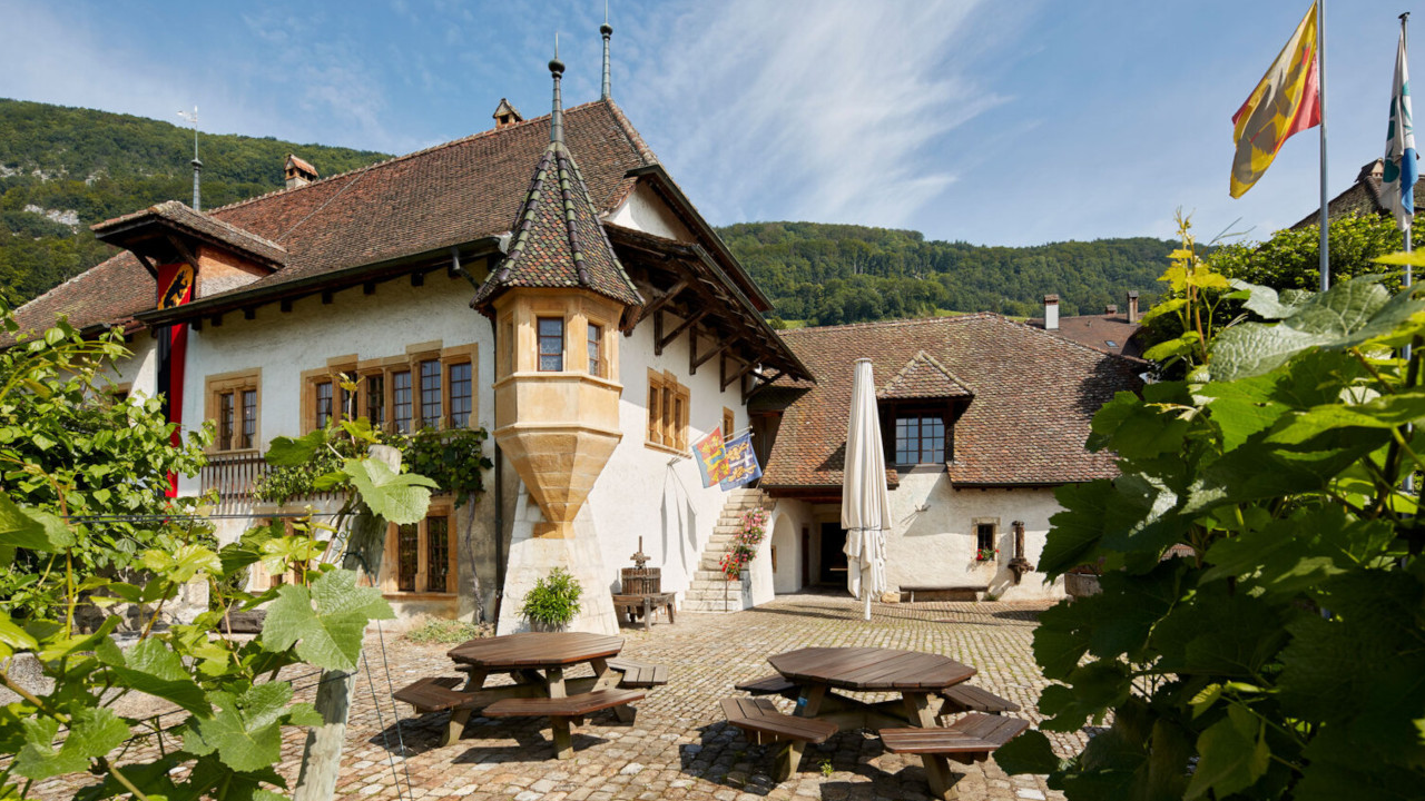 Apéro im Rebbaumuseum Unser Apéro-Arrangement beginnt mit einer Führung durch das Rebbaumuseum. Anschliessend servieren wir Ihnen einen weissen Wein aus der Region Bielersee – je nach Witterung im romantischen Innenhof oder in den rustikalen Kellergewölben. Jeder Gast erhält ein Souvenir-Glas als kleines Geschenk.